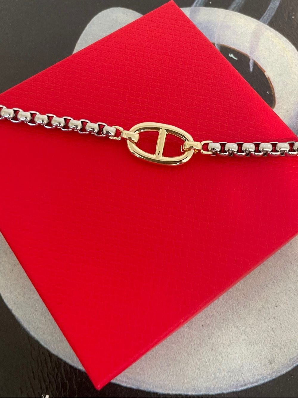 Gold and Rhodium Plated G Link Mariner Link Two Tone Bracelet NWOT
